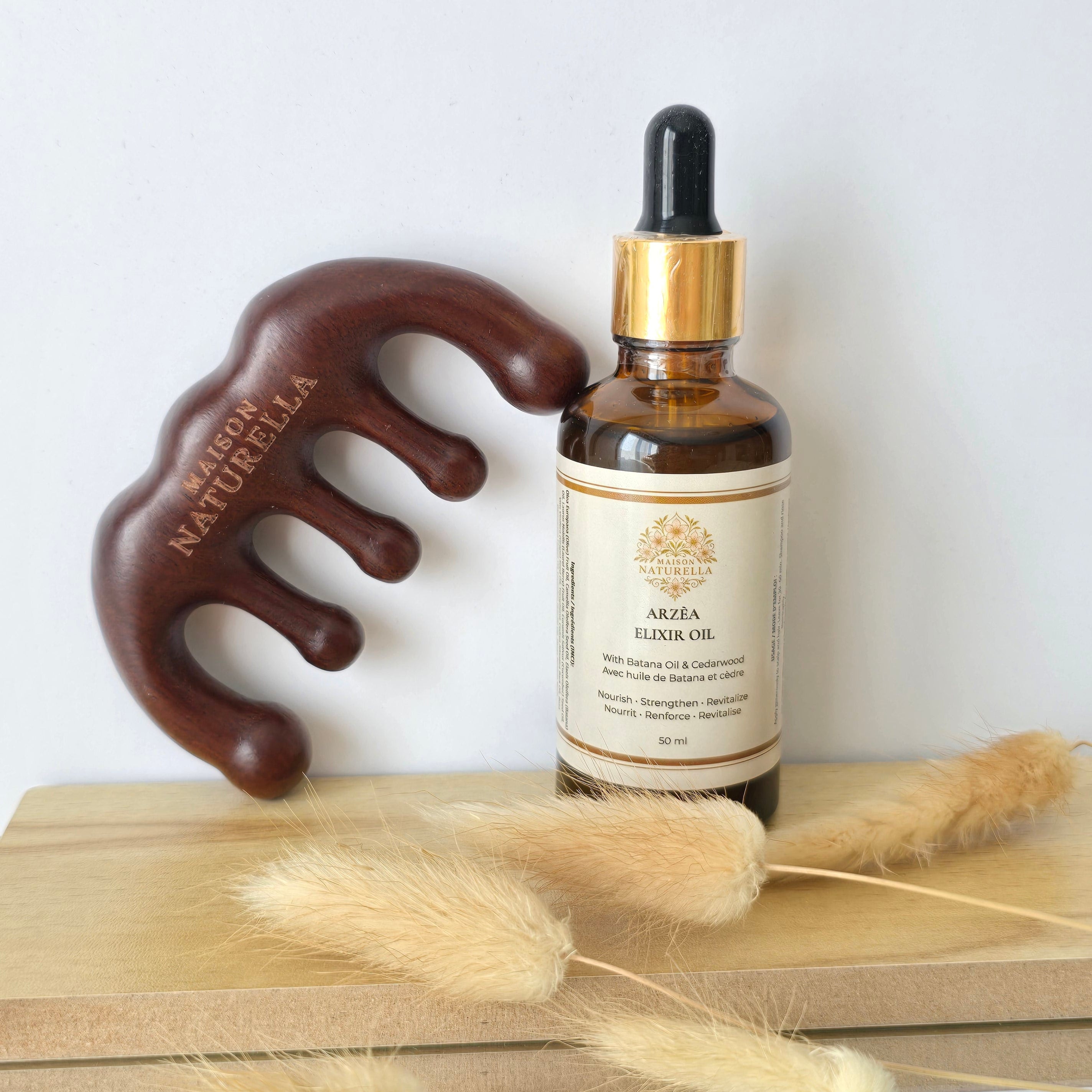 Elixir Duo - Sandalwood Massaging Comb and Elixir Oil